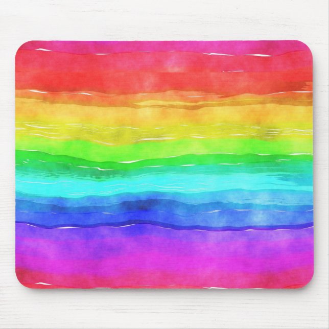 Wasserfarben Regenbogenstreifen Designmousepad Mousepad (Vorne)