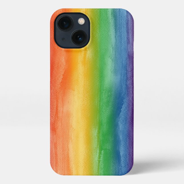 Wasserfarben Regenbogenstreifen iPhone Hülle (Rückseite)