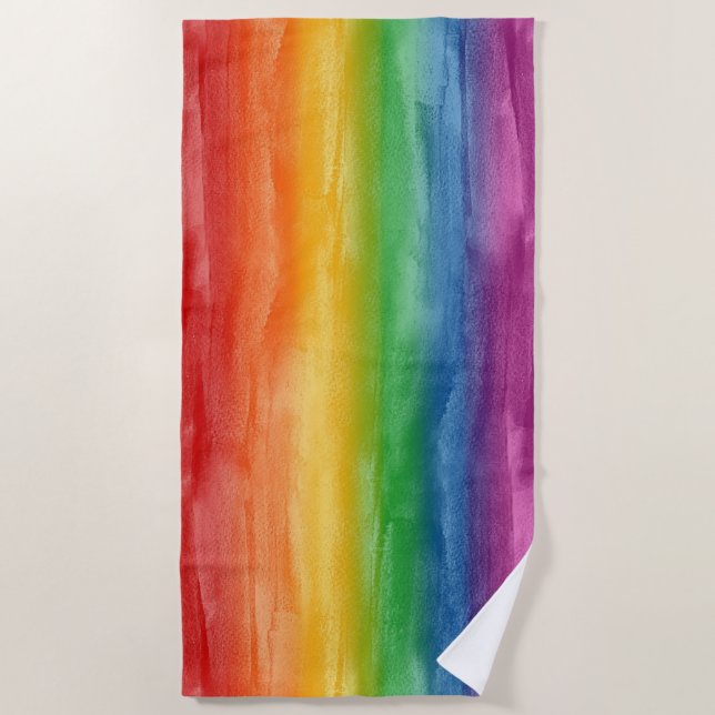 Wasserfarben Regenbogenstreifen Strandtuch (Vorderseite)