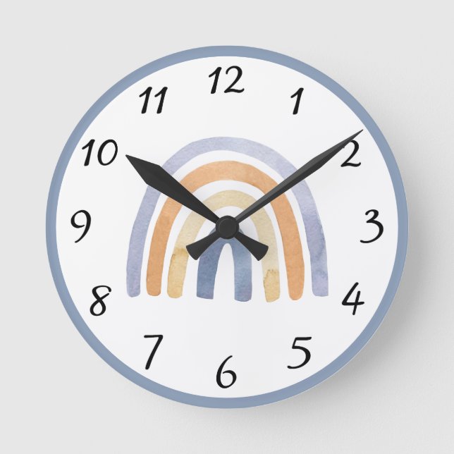 Wasserfarben-Regenbows Personalisiert Runde Wanduhr (Vorderseite)