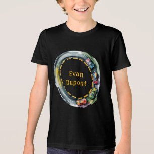 Wasserfarben-Rennstrecke-Jungen-Geburtstagsfeier Tri-Blend Shirt