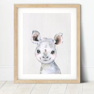 Wasserfarben-Rhino-Safari-Kinderzimmer-Kunst druck Poster
