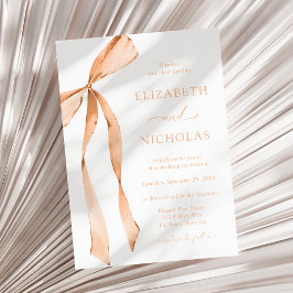 Wasserfarben Ribbon Bow Apricot Orange Wedding Einladung