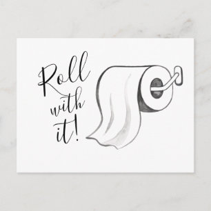 Wasserfarben-Rolle mit Aufgehängter Postkarte