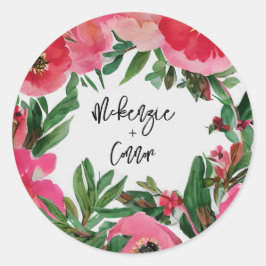 Wasserfarben Rosa Anemone Blumenzehen Runder Aufkleber