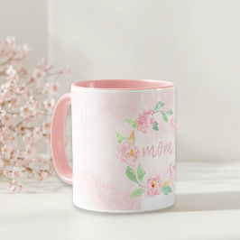 Wasserfarben Rosa Blumengeschenk Tasse
