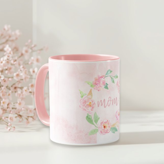 Wasserfarben Rosa Blumengeschenk Tasse (Von Creator hochgeladen)