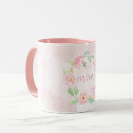 Wasserfarben Rosa Blumengeschenk Tasse