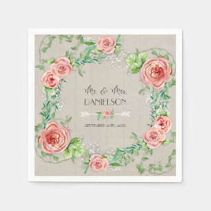 Wasserfarben Rosa Blumenkraut Rustikales Elegantes Serviette