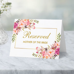 Wasserfarben Rosa Blumenzehen Reserviert Name Ort Karte