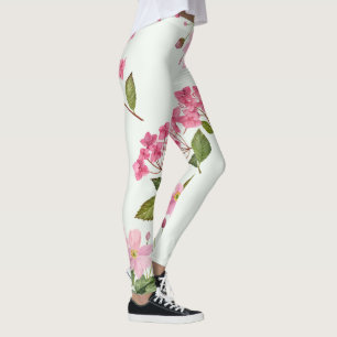 Wasserfarben-Rosa-Hydrangea und japanisches Anemon Leggings