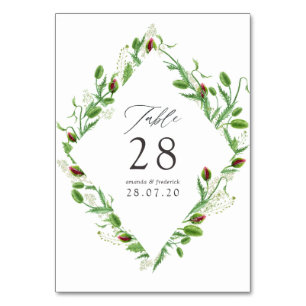 Wasserfarben rosa Mohn Hochzeit Tischnummer