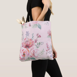 Wasserfarben-Rosa-Rosen-Tasche