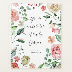 Wasserfarben-Rose Inspiration Zitat Planer