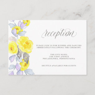 Wasserfarben Rosen Gelb Lila und Grau Rezeption Einladung