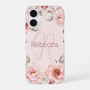 Wasserfarben-Rosen-Kranz personalisiert Rosa iPhone 16 Hülle