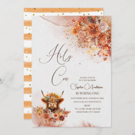 Wasserfarben-Rost-Hochland-Kuh verwandelt sich in Einladung