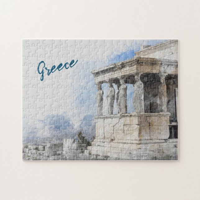 Wasserfarben Ruinen antiker Gebiete in Athen, Grie Puzzle (Horizontal)