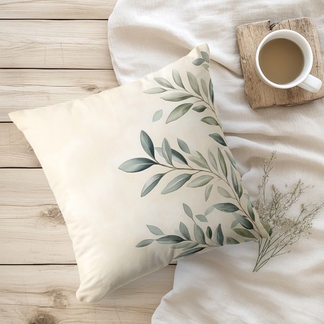 Wasserfarben Rustikale Olivenzweige Kissen (Von Creator hochgeladen)