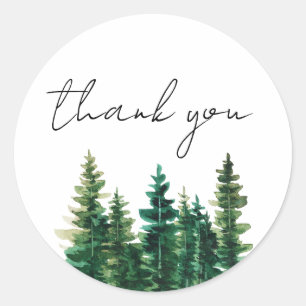 Wasserfarben Rustikale Pinienbäume Vielen Dank Runder Aufkleber