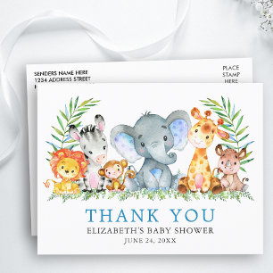 Wasserfarben-Safari-Tiere-Baby-Shower-Dankeschön Postkarte