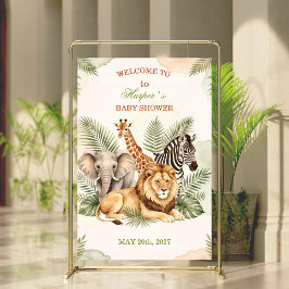 Wasserfarben-Safari-Tiere-Baby-Shower-Willkommenss Poster