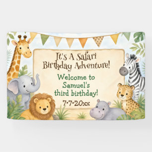 Wasserfarben-Safari-Tiere-Geburtstagsfeier Banner