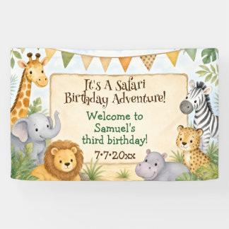 Wasserfarben-Safari-Tiere-Geburtstagsfeier Banner