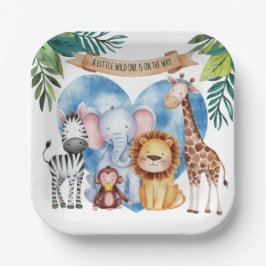 Wasserfarben Safari Tiere Kinderdusche Pappteller
