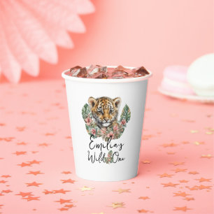 Wasserfarben-Safari-Wild-One-Baby-Tigerjunges-Gebu Pappbecher
