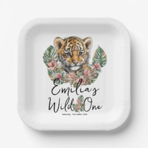 Wasserfarben-Safari-Wild-One-Baby-Tigerjunges-Gebu Pappteller