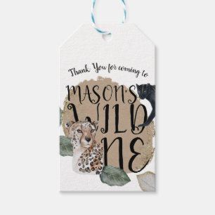Wasserfarben-Safari-Wild-One-Tier-Geburtstagsfeier Geschenkanhänger