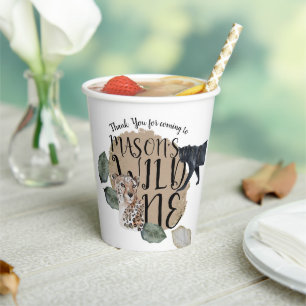 Wasserfarben-Safari-Wild-One-Tier-Geburtstagsfeier Pappbecher