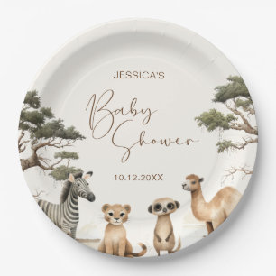 Wasserfarben Safari Wildtiere Kinderdusche Pappteller