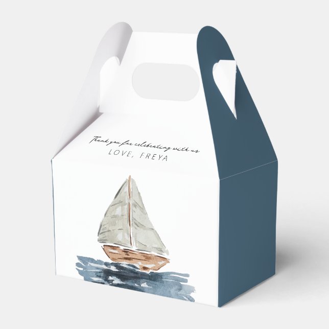Wasserfarben Sailboat Kinderdusche Danke Geschenkschachtel (Vorderseite)