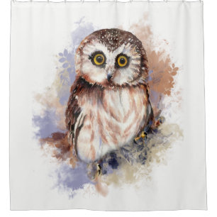 Wasserfarben Saw Whisky Owl Bird Art Duschvorhang