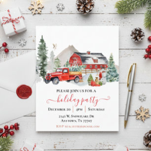 Wasserfarben-Scheunen-LKW-Rustical-Weihnachtsfeier Flyer