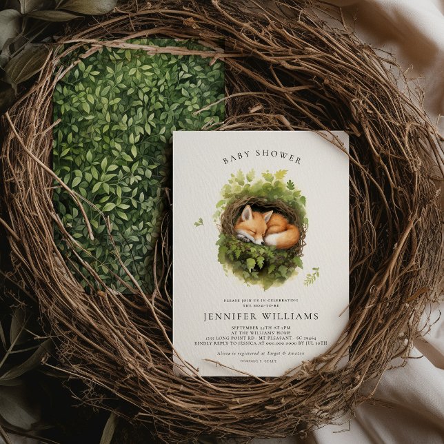 Wasserfarben Schlaffox Kinderdusche Einladung (Von Creator hochgeladen)