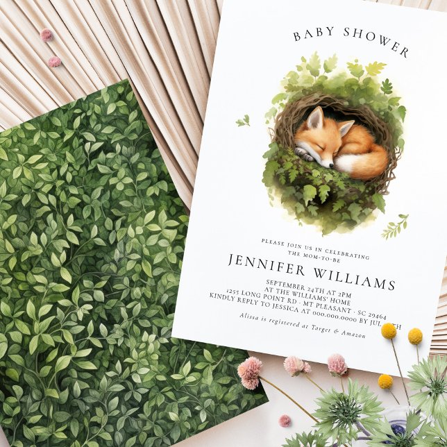 Wasserfarben Schlaffox Kinderdusche Einladung (Von Creator hochgeladen)