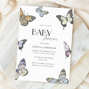 Wasserfarben-Schmetterling-Baby-Party Einladung