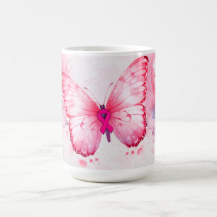 Wasserfarben-Schmetterling Brustkrebs-Bewusstsein Kaffeetasse