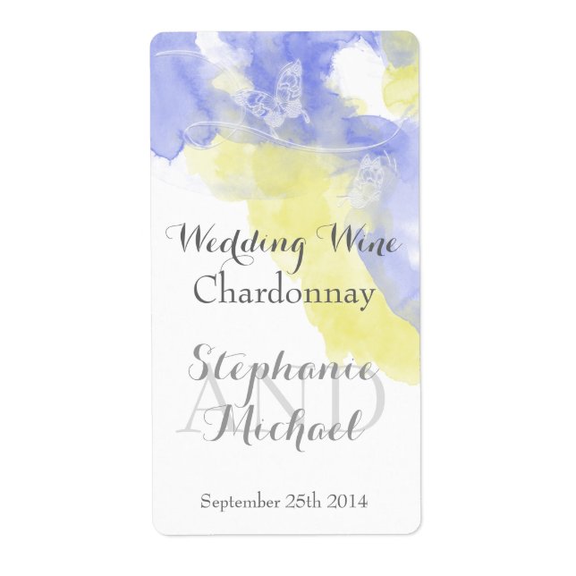 Wasserfarben-Schmetterling-Periwinkle-Hochzeitswei (Vorne)