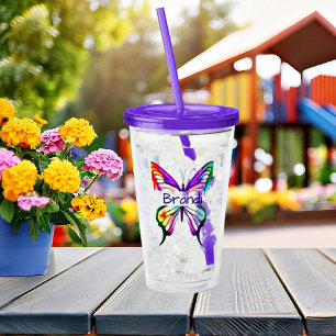 Wasserfarben-Schmetterling personalisiert Acryltrinkbecher