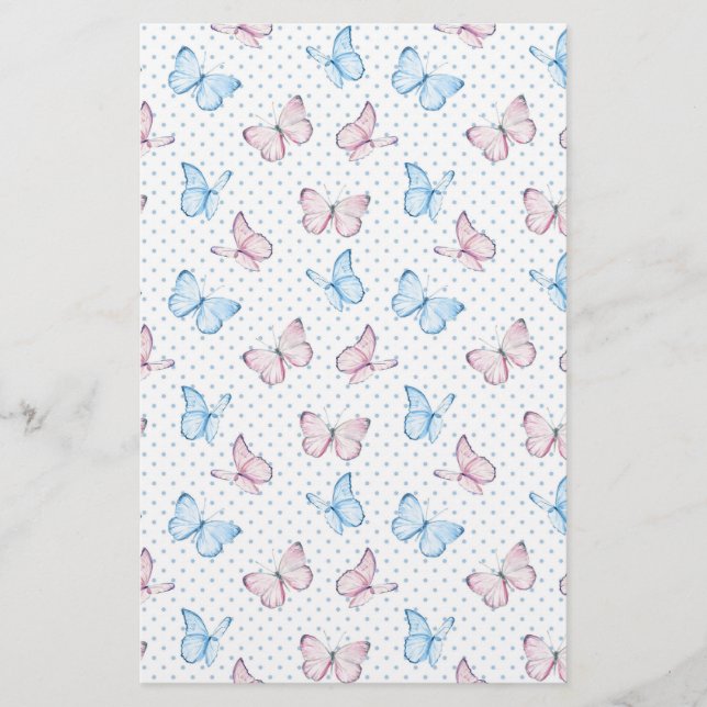 Wasserfarben-Schmetterling-Punktmuster Briefpapier (Vorderseite)