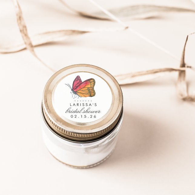 Wasserfarben-Schmetterling-Rotes Brautparty Runder Aufkleber (Von Creator hochgeladen)