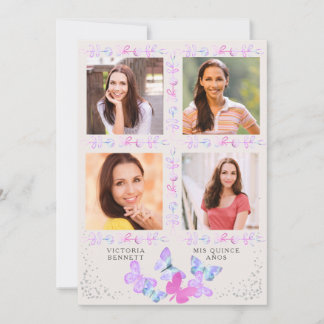 Wasserfarben-Schmetterlinge 4 Foto Quinceanera Einladung