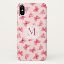 Wasserfarben-Schmetterlinge Blush Monogram