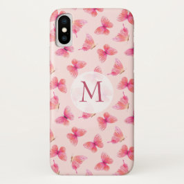 Wasserfarben-Schmetterlinge Blush Monogram Case-Mate iPhone Hülle