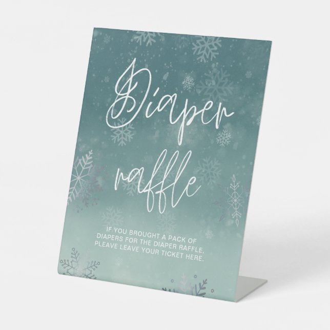 Wasserfarben Schneeflocken Kinderdusche Windeln Wi Sockelschild (Vorderseite)