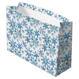 Wasserfarben-Schneeflocken-Muster Große Geschenktüte